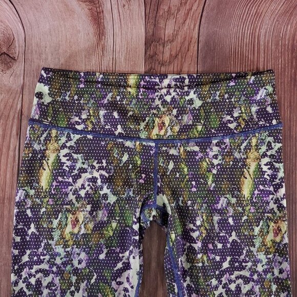 Lululemon Womens Size 10 Wunder Under Leggings Backdrop Iris Floral Sport Multi - Picture 3 of 10